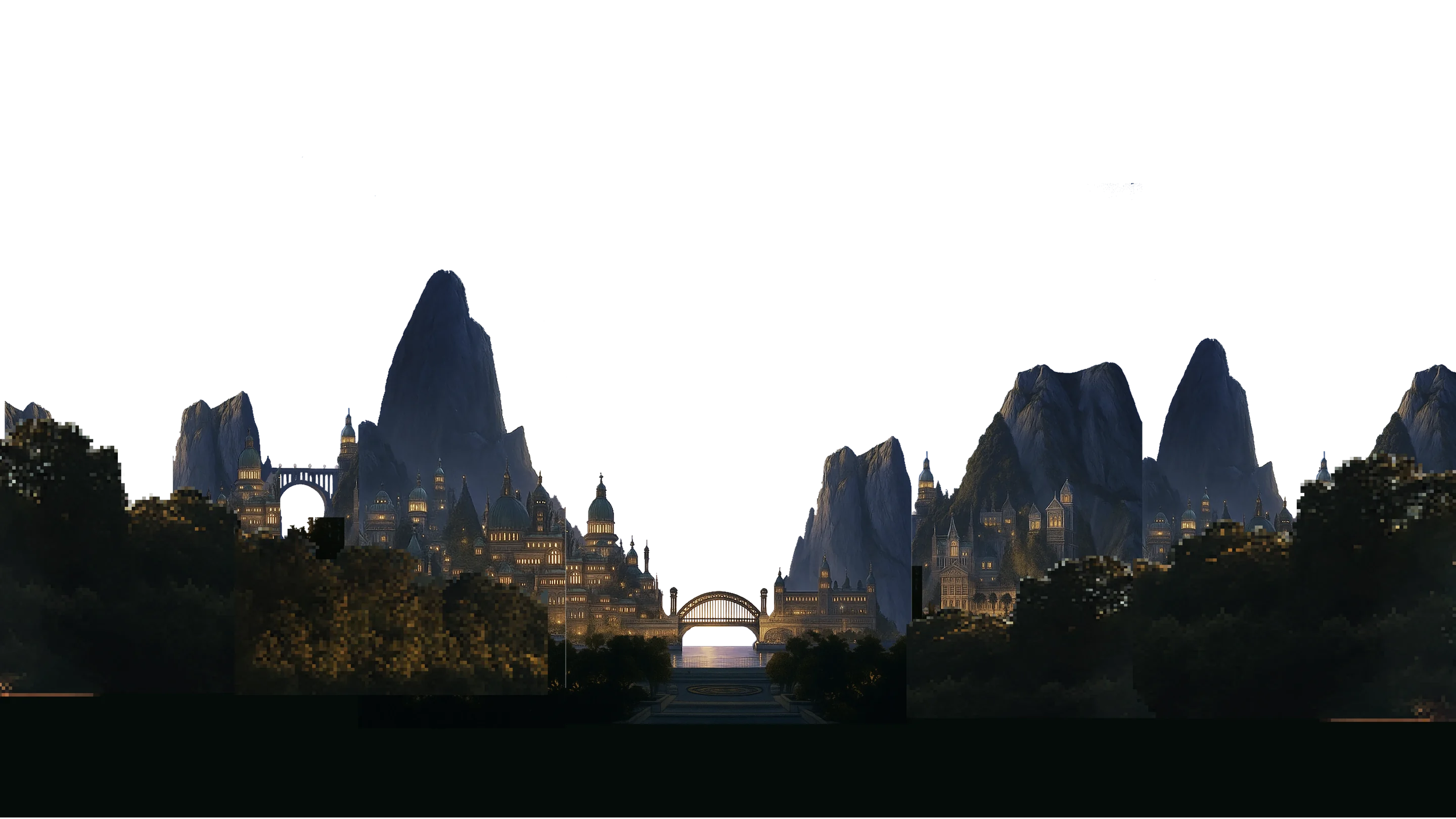Aureum City at night