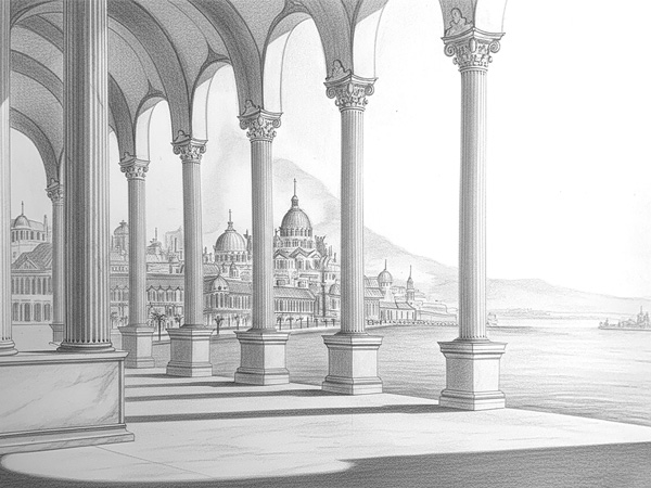 Refined graphite drawing of Port Isabel